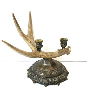 ANTLER CANDLEHOLDER ON BRONZE BASE